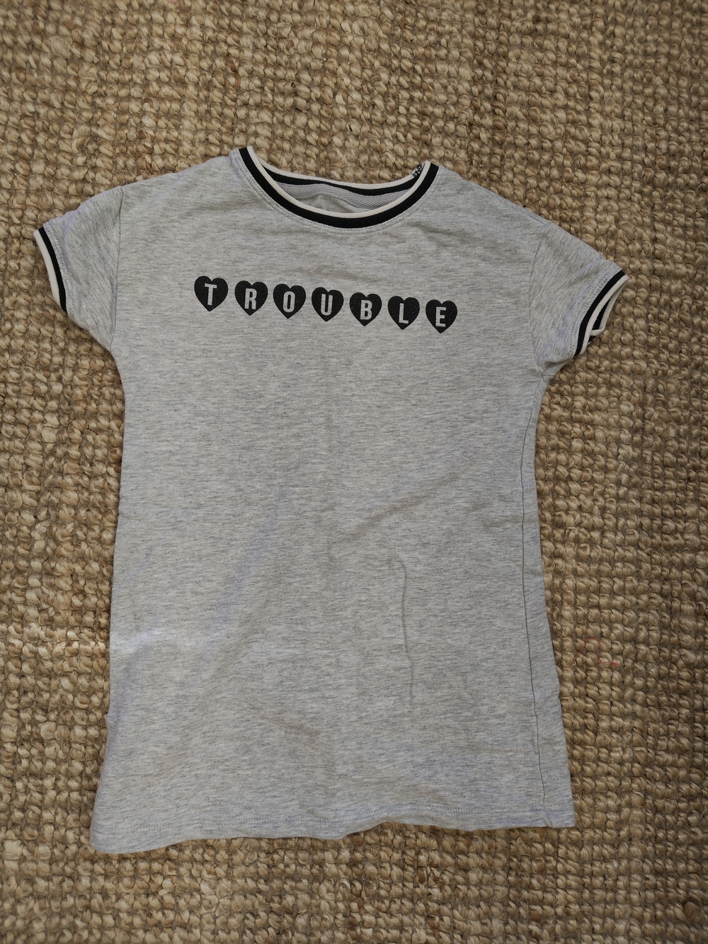 Kids Grey 'Trouble' Heart Logo Tee